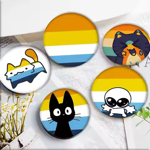 1pc Aroace Pride Badges Anime Round Laser Badge Cartoon Brooch Clothes Backpack Accessories Lapel