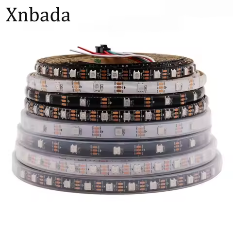 DC5V WS2812B Individually Addressable 5050 RGB Led Strip WS2812 Black/White PCB IP30/65/67 Smart Pix