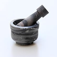 Stones And Homes Indian Grey Mortar and Pestle Set 3 Inch Marble Herbs Spices Stone Grinder for Kitchen and Home Small Bowl Polished Decorative Round Medicine Pills Stone Grinder - (7.6x4.8x3.2 cm)