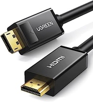 UGREEN 4K UHD DP to HDMI Cable 2M, Male to Male Displayport to HDMI Video Cable DisplayPort to HDTV Monitor Cable Support Audio for HP EliteBook,HTC Vive Virtual Reality System and DP Enabled Devices