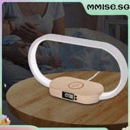 [mmise.sg] Wireless Charger Wooden LED Table Lamp with Clock Night Light for Home Office