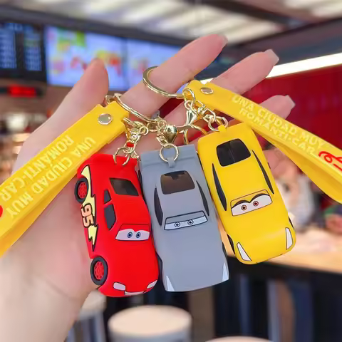disney Lightning McQueen Silicone Keychain , Creative and Cute, Bag Pendant, Car Key Chain for Men, 