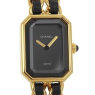 【日本直送】香奈兒 CHANEL Premiere S 手錶 H0001 鍍金×皮革 石英 指針式顯示 黑色錶盤 女仕【二手】