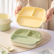Ins Style Ceramic Divided Plate New Style 211 Three-Grid Fat-Reducing Plate Divided Ceramic Plate Ad