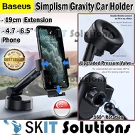 Baseus Simplism Gravity Car Mount 360° Rotation Holder Stand with Suction Base for Dashboard or Windscreen, for Mobile Phones between 4.7" to 6.5", Samsung iPhone, Oppo, Huawei Smartphones,  Retractable Design with Upgraded Pressure Valve
