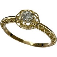 AHKAH Cannage鑽石戒指，10號，0.13克拉，1.4克，18K金，女士款，二手