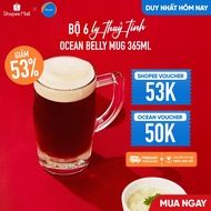 [NEW COLLECTION] Set of 6 Ocean Belly Mug 365ml glass cups - Guaranteed return if broken - Genuine