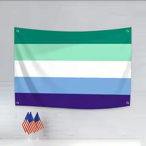 LGBTQ Gay Men Pride Flags Daily four rings hanging no edging for indoor use and outdoor decor easy h