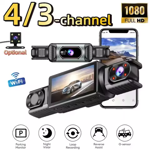 Panoramic 4 Channel Car Dashcam, Multi-lens HD Recording, WiFi Connection for Instant Footage Check