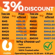 【3% DISCOUNT】U Mobile Top Up &amp; Pay Bill