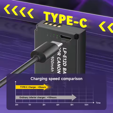 Battery LPE12 Type-C PALO LP-E12 LP E12 LPE12 Battery With Type-C USB Port for Canon EOS M10, M50, M