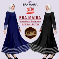 Jubah Terkini Feysen Baru Design Abaya Dress For Muslimah Women Putih Bottom Sulam Lines – ERA AINA