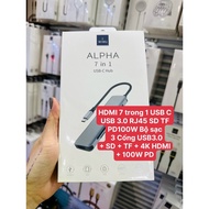 Hub for Laptop or Tablet WiWU 5 in 1 Usb C Hub Alpha 541BC/WIWU Alpha 731HC USB C Hub 7 in 1 Set