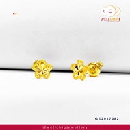 WELL CHIP Flower Studs Earrings - 916 Gold/Anting-anting Kancing Bunga - 916 Emas