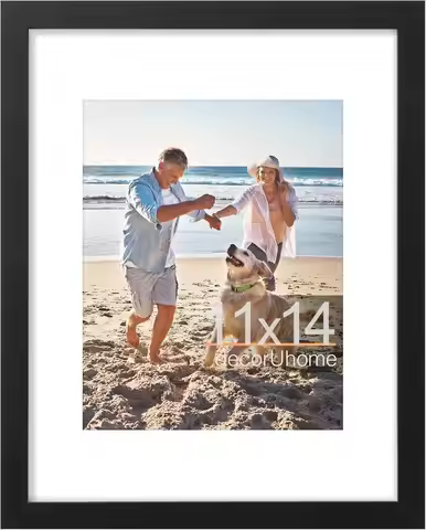 11x14 Picture Frame with Mat for 8x10 Photos, Wall Mountable, Black, Single Pack