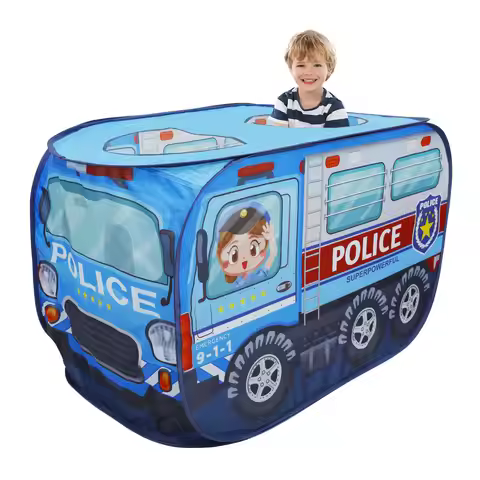 Folding Children's Car Tent House Ambulance Police Car School Bus Engineering Car With Sunroof Play 