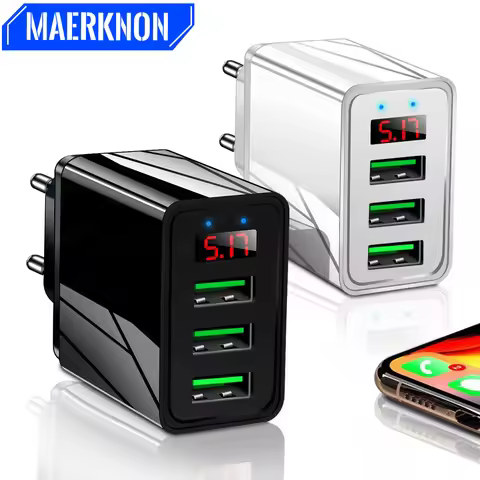 Quick charge 3.0 USB Charger For iPhone 11 Samsung S24 Huawei Xiaomi 15 5V 3A Digital Display Fast C
