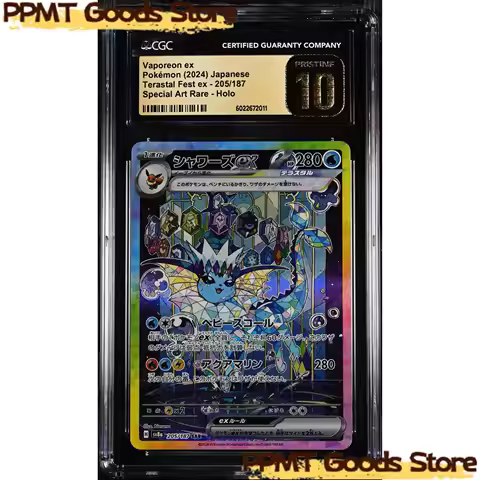 In Stock Official Japanese Version Pokemon Card Vaporeon Ex CGC Gold 10 Rating Card Trading Cards Ga