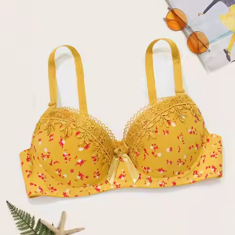Beauwear Floral Bras for Women Push Up Bra Padded Bra Lace Underwear with wire Embroidered Lingerie 