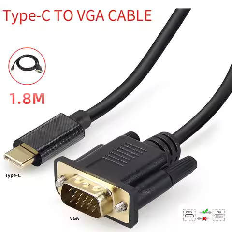 Type-C To VGA Adapter Aluminum Alloy USB 3.1 Type-C To VGA Adapter Cable 10Gbps HD Screen Cord USB3.