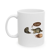 Gray Depiction Raccoons Eat Coffee Mug CF Ceramic Mug 11Oz