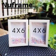 Frame Photo Frame​White 4x6​Hinged Foam Bead​ Depth 0.5 With Clear Glass