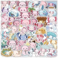 Axolotl Stickers,50 Pcs Cute Axolotl Vinyl Waterproof Stickers for Water Bottle,Laptop,Phone,Skatebo