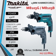 MAKITA 430W 13MM (1/2”) Electric Hammer Drill - M8103B, M8103G | 1 Year Warranty