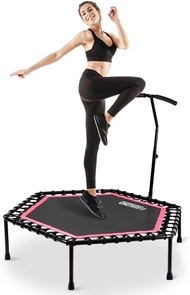 REGJU ONETWOFIT 48" Silent Mini Trampoline with Adjustable Handle Bar Fitness Trampoline Bungee Rebo