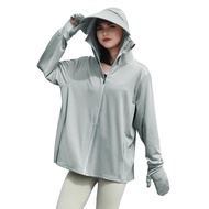 Womens UPF 50+ Sun Protection Hoodie Jacket Full Zip-Up Long Sleeve Sun Shirt with Gloves for Hiking