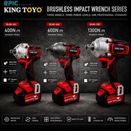 KINGTOYO 20V BRUSHLESS CORDLESS IMPACT WRENCH 400/600/1300NM [1/2" AND 3/4" DRIVE SHAFT]