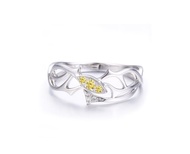 黃鑽石14k金馬眼形訂婚戒指 樹枝造型求婚鑽戒 匕首荊棘結婚戒指