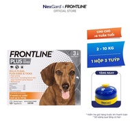 Frontline Plus - Tuýp nhỏ gáy phòng & trị ve rận bọ chét dành cho chó size S (2-10kg) - 1 hộp 3 tuýp