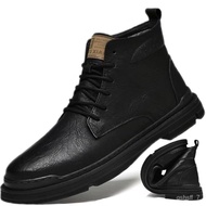 KY-16 Dr. Martens Boots Autumn and Winter Fleece-lined Thickening Thermal Cotton Shoes Fashion Middle Men's Shoes Retro