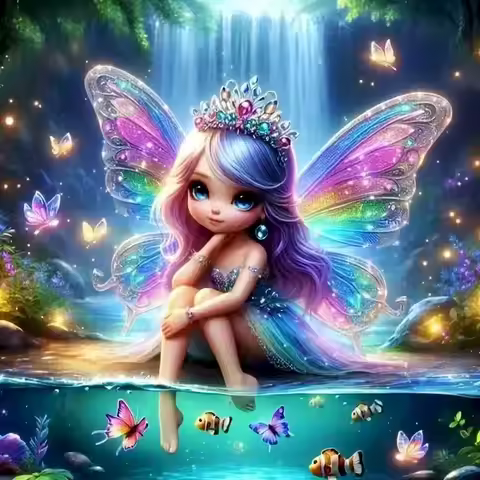 PhotoCustom 5D Dimond Art Elf Full Square Round Embroidery Cross Stitch Kits Portrait Girl Diamond P