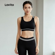Lovito Bra Sukan Pita Kontras Sokongan Tinggi Bernafas Untuk Yoga Berlari LNL95370