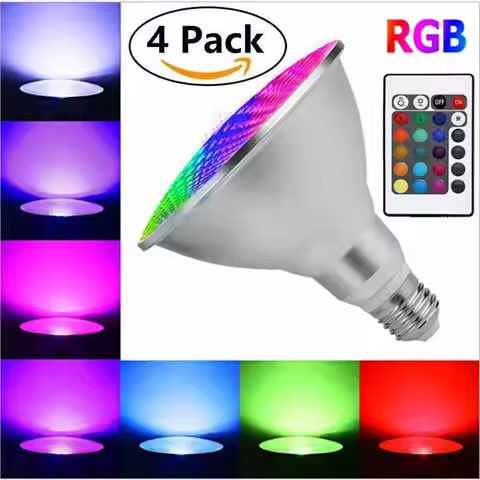 4X Dimmable RGB PAR30 PAR38 Par Light E27 15W 25W LED Spotlight Bulb Flood Lamp Remote Control Color