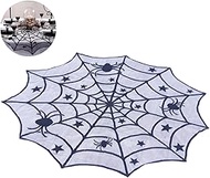 Luxshiny Lace Doilies Black Table Cloth Round Black Tablecloth Web Tablecloth Lace Spider Halloween 