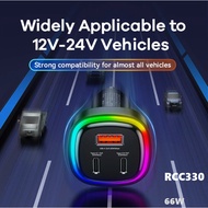 REMAX QC RCC330 Earl Series 66W PD+QC 2C+1A Fast Car Charger PD RCC329 75W PD+QC 2Type C+2A Fast Car