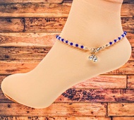 Custom made crystal anklet  4mm dark blue and white crystal. Length 10 cm to 33 cm(Baby size to adul