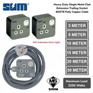 13A Single Heavy Duty metal Clad W/C Indication Neon Light 3/5/10/15 Meters Wire Plug Trailing Exten
