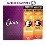 Elixir Acoustic Guitar Strings Anti-Rust Coating Phosphor Bronze Nanoweb 010/011Guitar String Acoustic 1Set