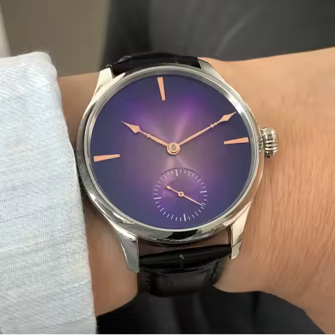 41mm GEERVO No Logo CN 6498 Watch Gradient Purple Dial ST3621 17 Jewels Mechanical Hand Wind Movemen