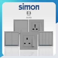 SIMON E3 Series Silver Switches & Socket Outlet SIRIM Approved Suis Lampu Socket Plug Wall Switch Su