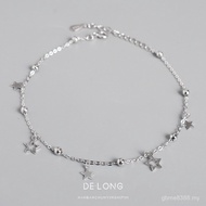Simple Star Five-pointed Star Anklet Silver Female Anklet Extremely Round Beaded Unique Fashion Jewe