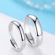 Beloved Simple Life Pastoral Style999Fashion Pure Silver Open Ring Unisex Couple Style Smooth Surfac