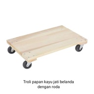 Dutch teak wood trolley board wooden board base/ with 2 inch wheels wooden cupboard base/ with wheel