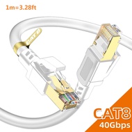 Overspeed network cable CAT8 LAN cable 40Gbps Ethernet Laptop PS 4 Router RJ45 cable - White 1M