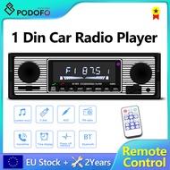 วิทยุในรถยนต์ระบบ1DIN podofo รีโมทคอนโทรลดิจิตอลบลูทูธเสียงเพลงสเตอริโอ12V เครื่องเล่นวิทยุในรถยนต์เครื่องเล่น MP3 USB SD FM EQ