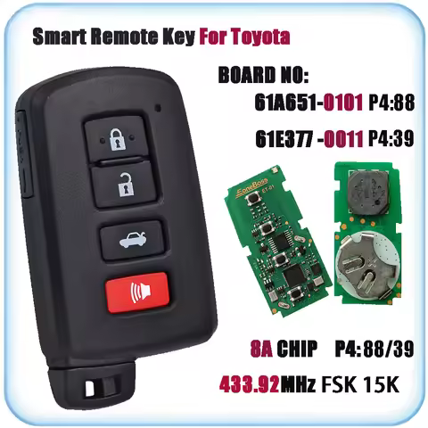 Board 0011/0101 433MHz FSK 8A Chip Smart Remote Key Fob for Toyota RAV4 Auris Yaris Hybrid Auris 61E
